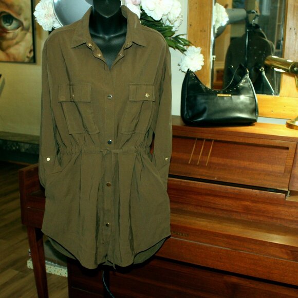SOLD Zara Kahki Green Safari Style  Shirt - Picture 1 of 9